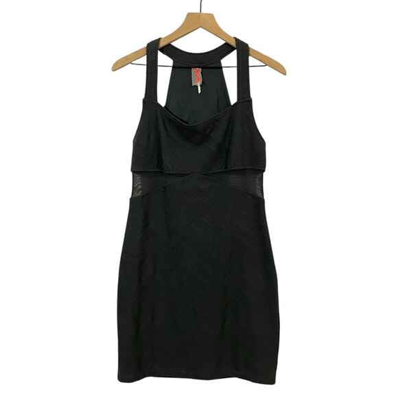 Free People Zig Zag Bodycon Dress - Washed Black - Large - Picture 6 of 13